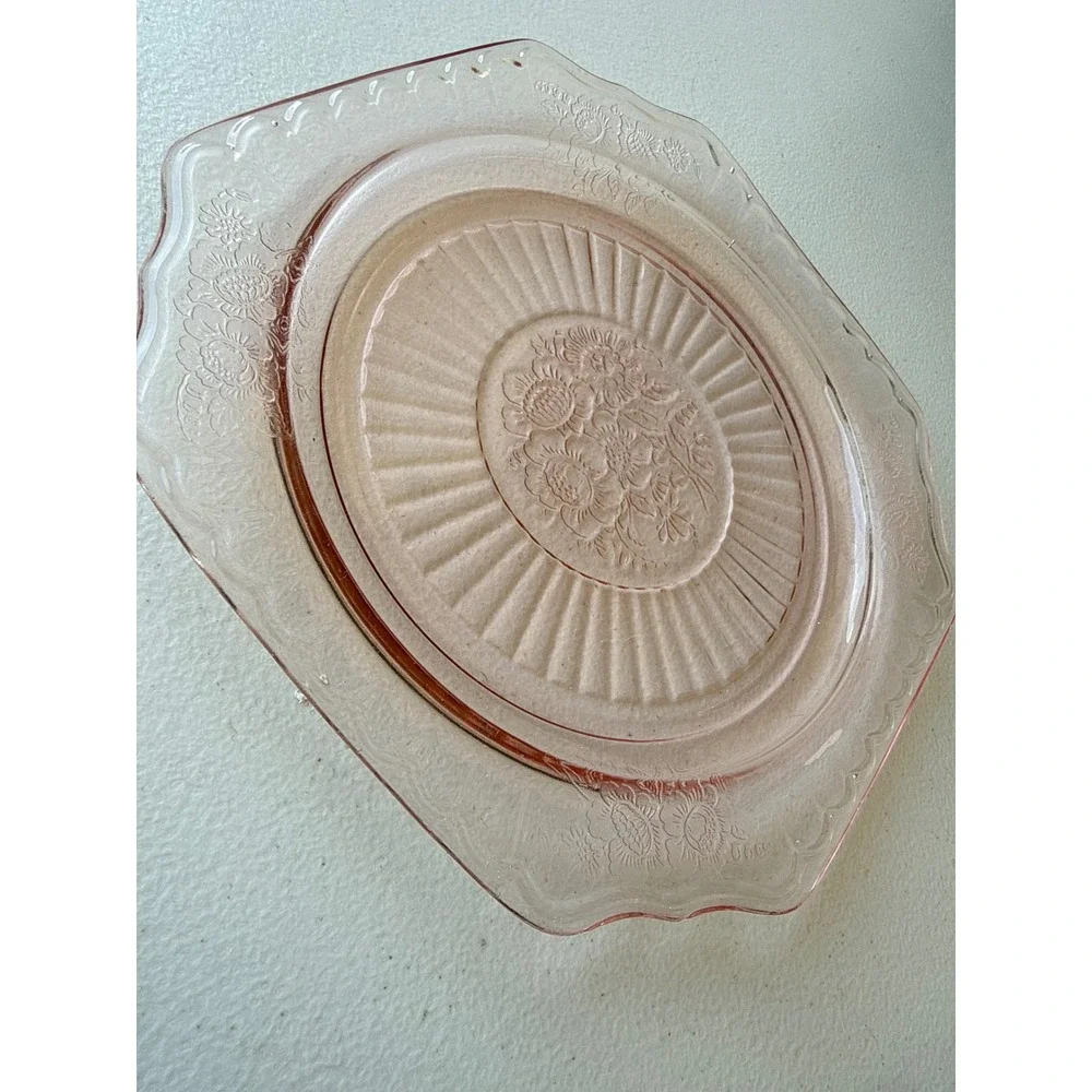 Jeannette‎ Glass Pink Depression Glass Sunflower Pattern 9 Inch Dinner Plate